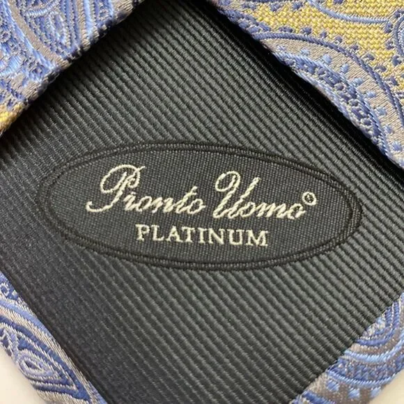 ProntoUomo platinum Mens wearhouse baby blue butter yellow paisley regular - Picture 6 of 7
